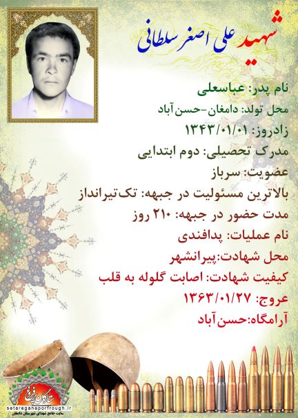 شناسنامه شهید علی اصغر سلطانی