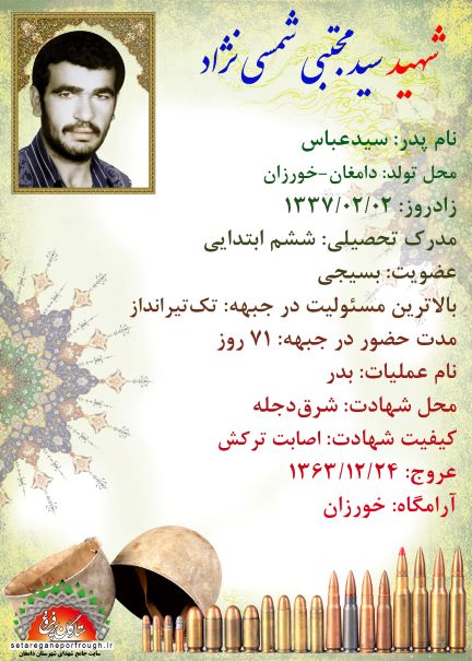 شناسنامه شهید سید مجتبی شمسی نژاد