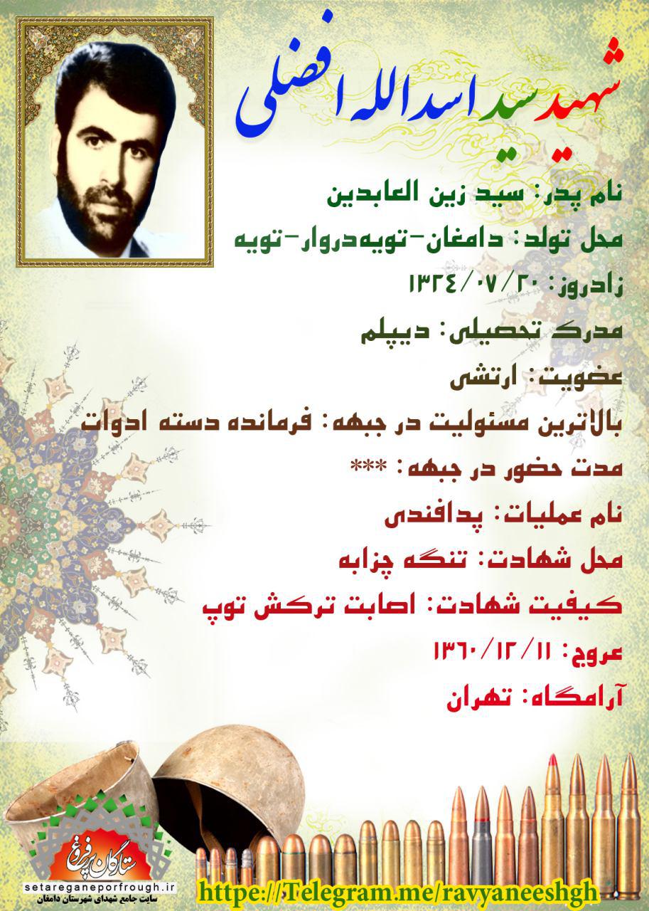 شناسنامه شهید سید اسداللهافضلی