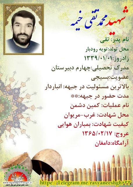 شناسنامه شهید محمدتقی خیمه