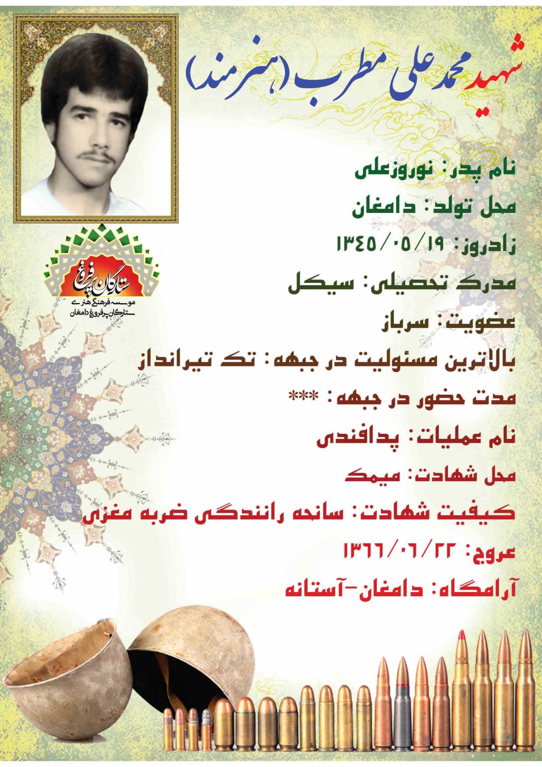 مطرب (هنرمند)محمدعلی -شناسنامه