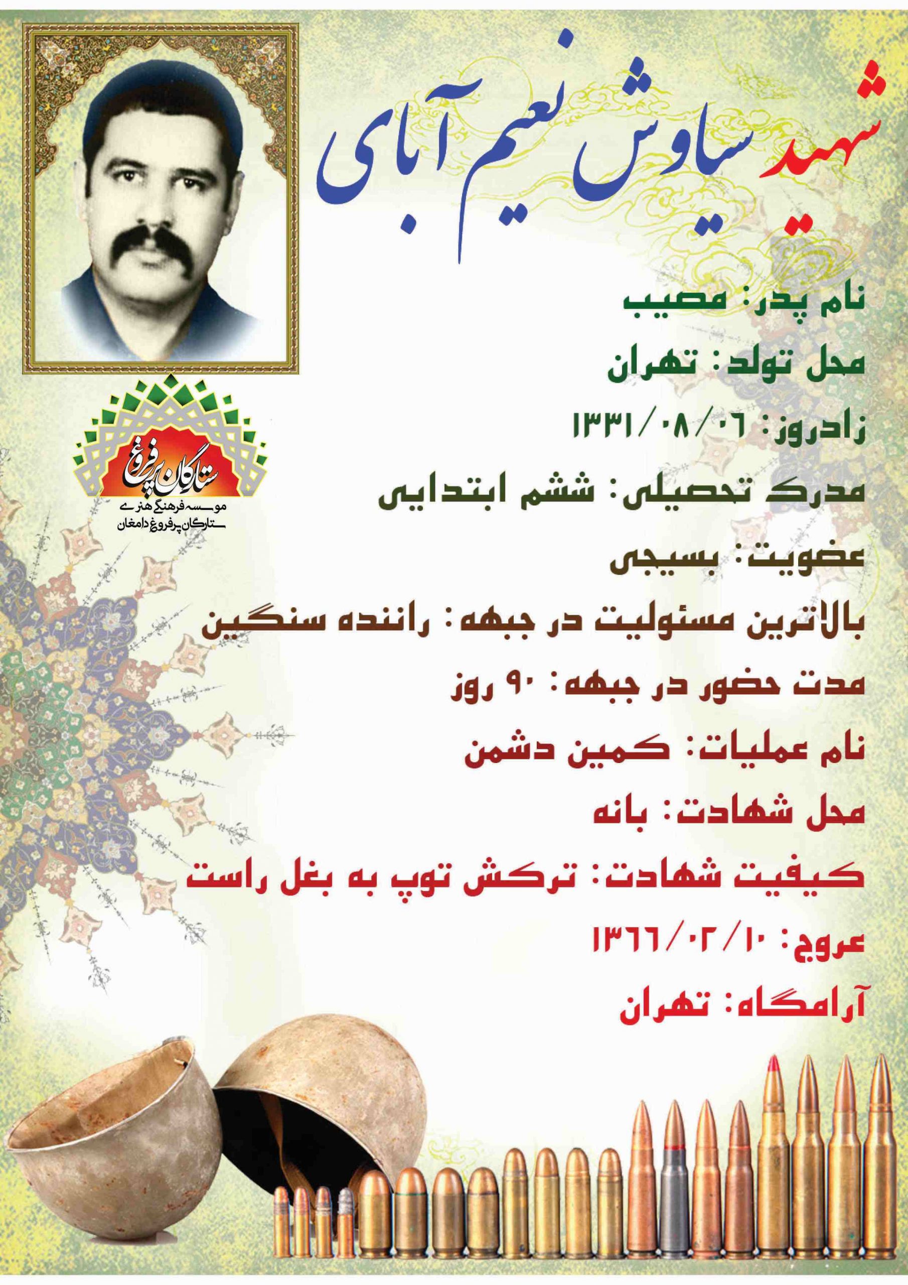 نعیم آبادی سیاوش -شناسنامه