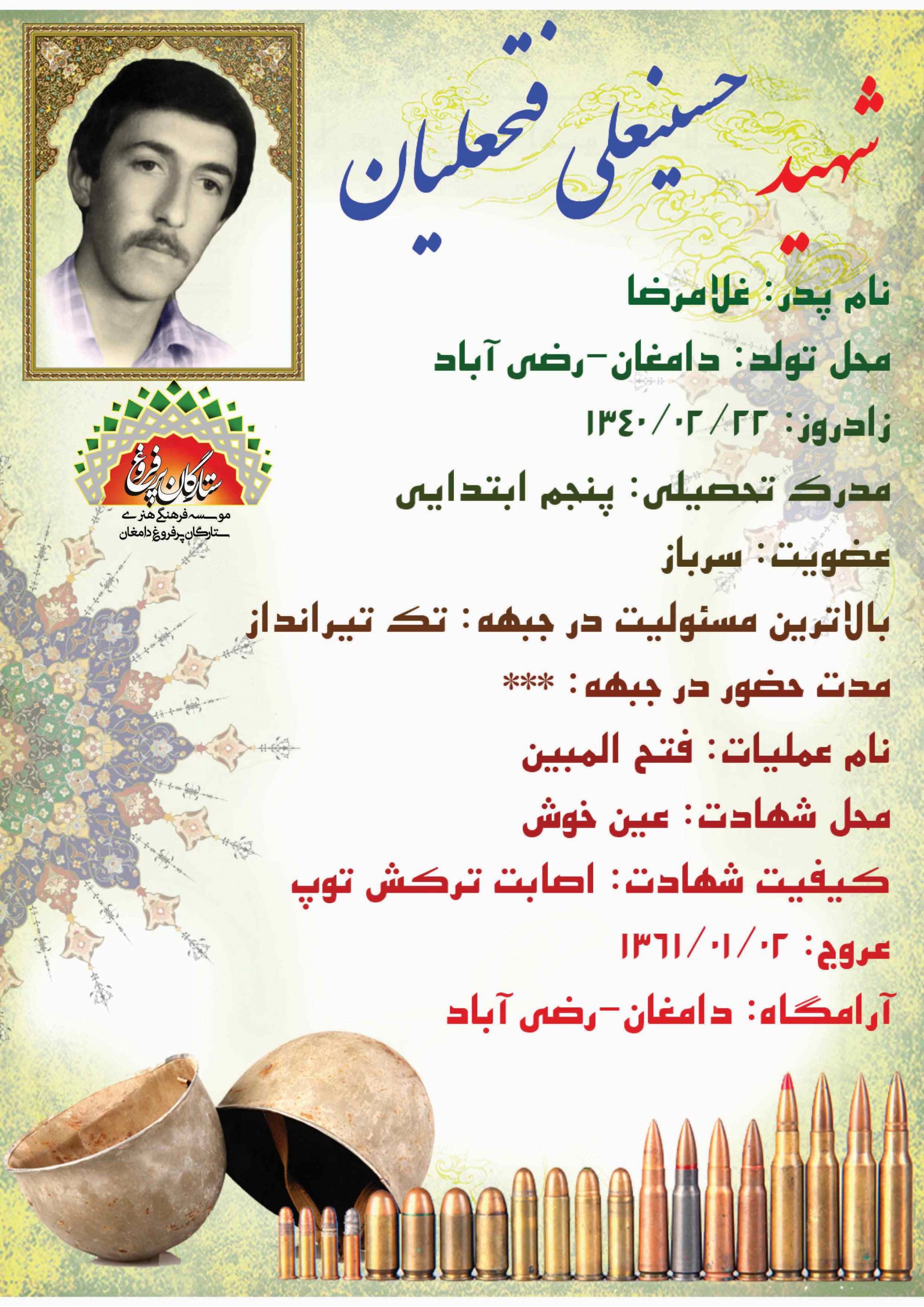 فتحعلیان حسینعلی -شناسنامه 
