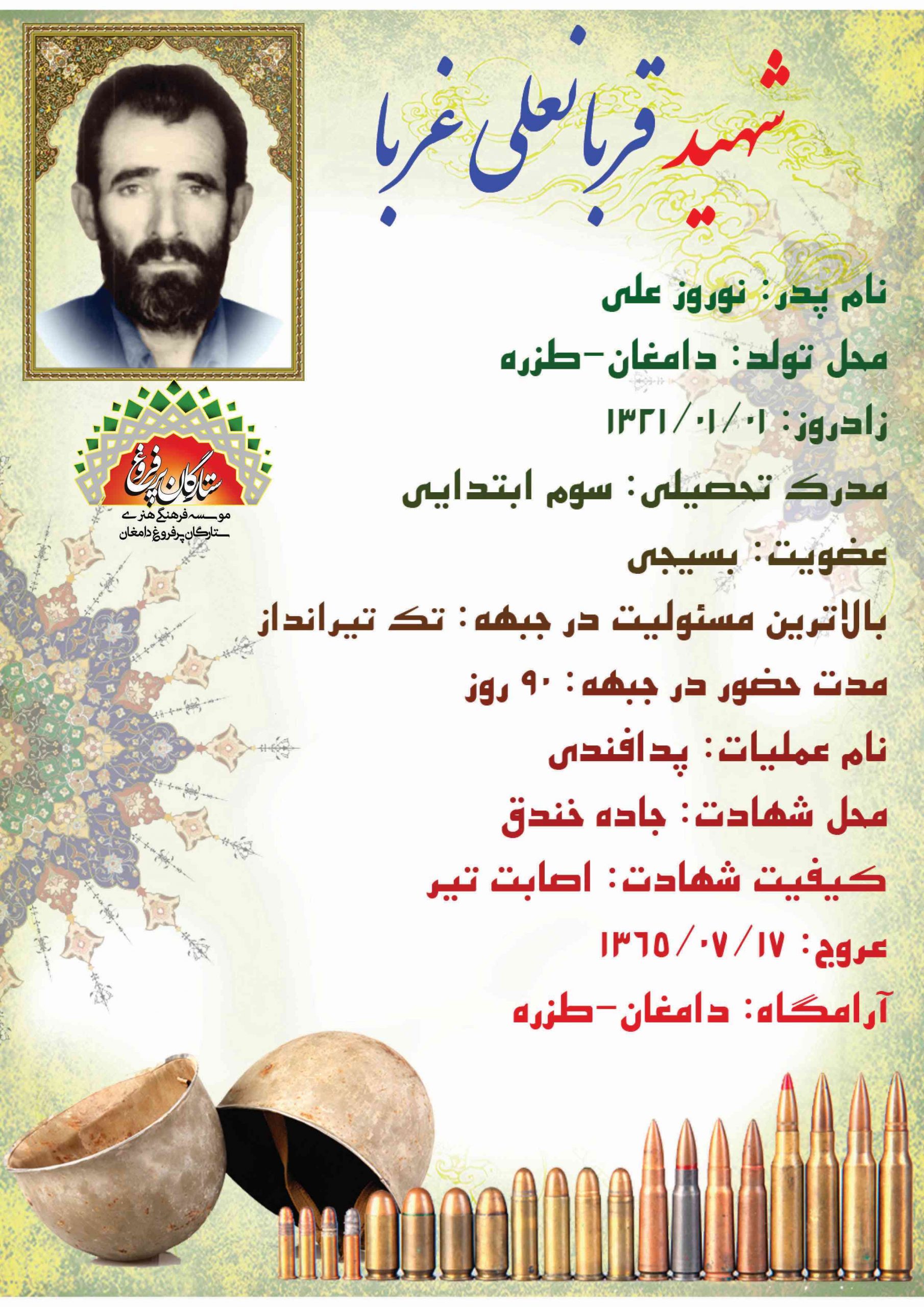 غربا قربانعلی -شناسنامه